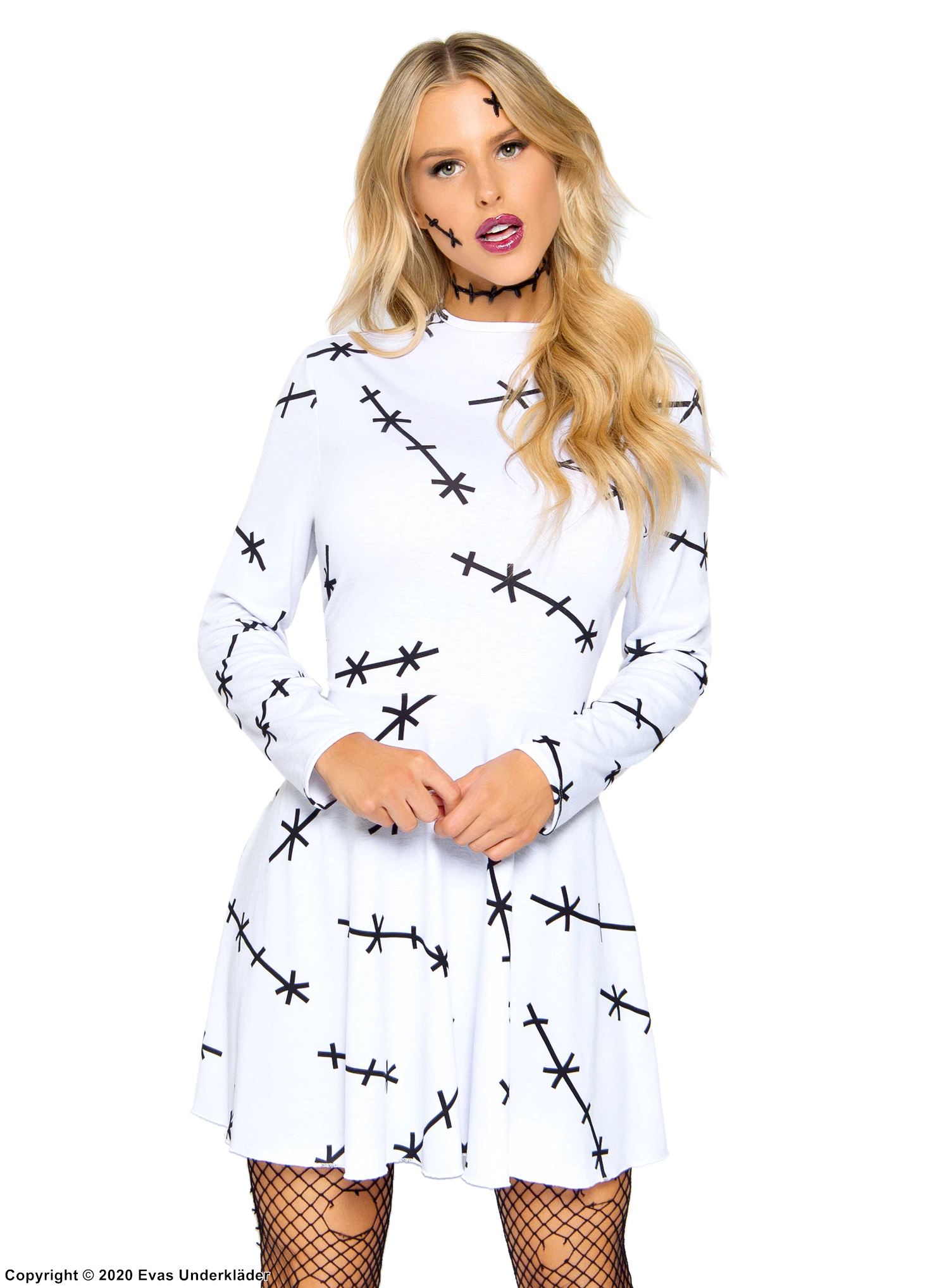 Costume dress, long sleeves, stitches